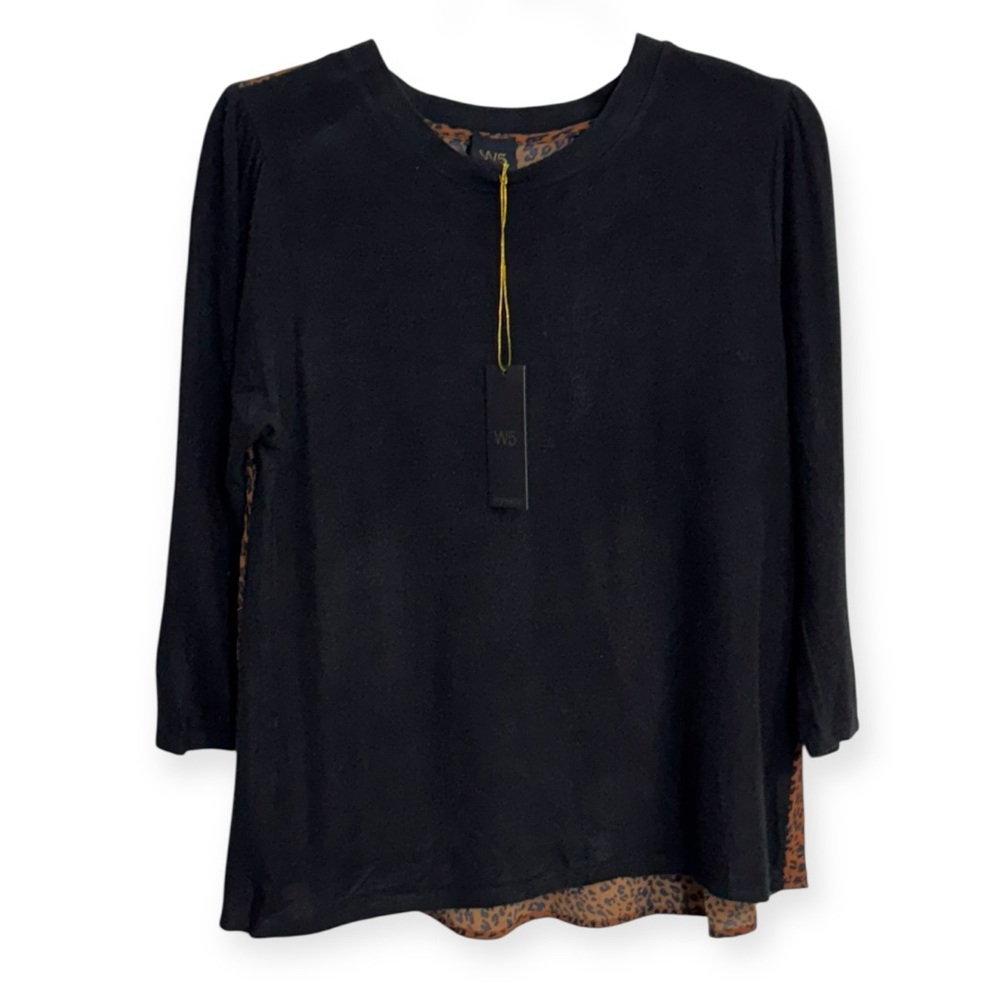 Anthropologie W5 Black and Brown‎ Blouse Size M